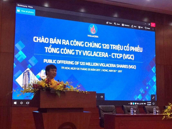 Viglacera chào bán 120 triệu cổ phiếu VGC tại Tp. Hồ Chí Minh